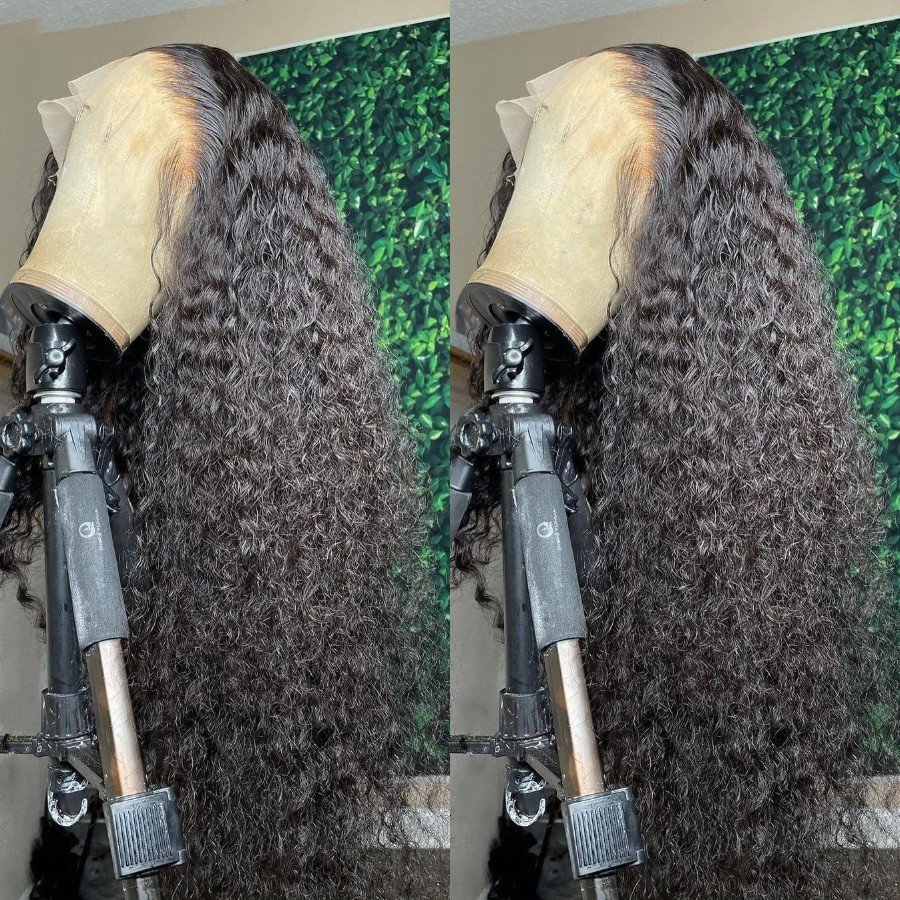 180Density Deep Wave Frontal Wig Human Hair 13x4 Curly Lace Front Wig Full Transparent HD Lace Synthetic Wigs 180 Density