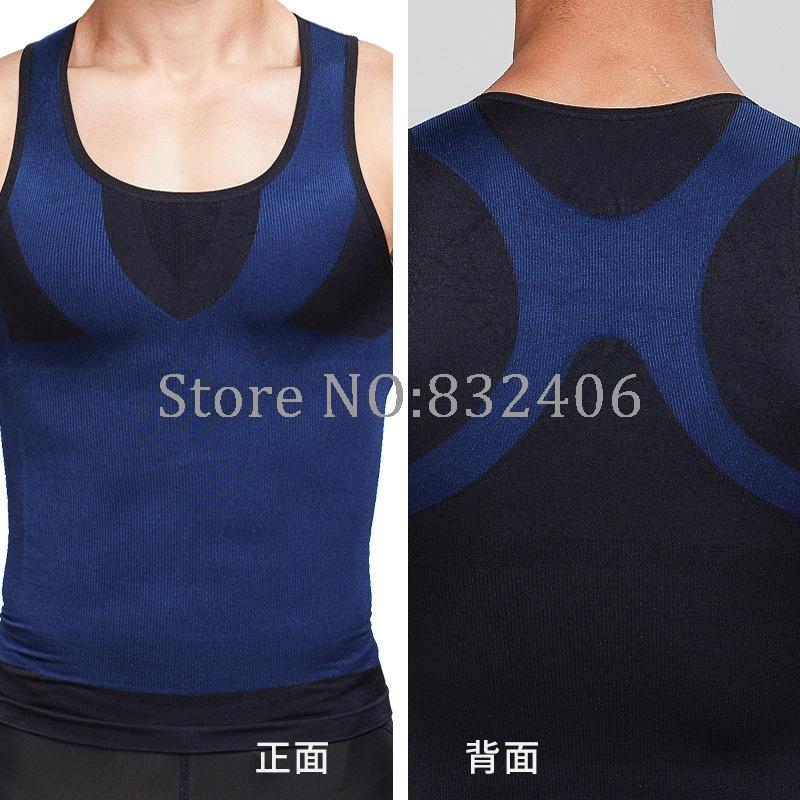 Men's Body Shapers Mens Posture Corrector T Shirt Tight Chest Shaper For Male Waist Belt Belly Stomach Control Shapewear Vest Tops