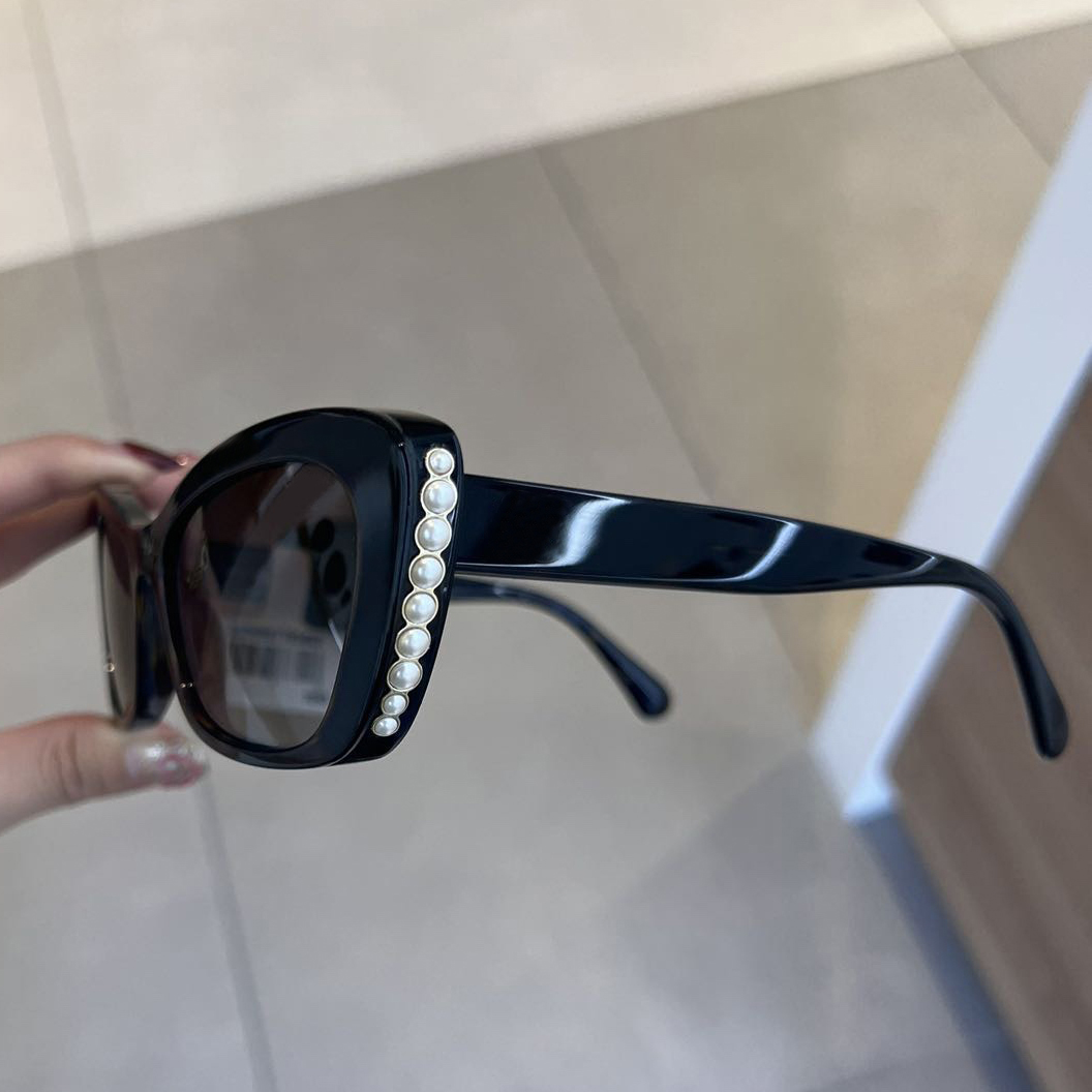 Cat Eye Pearls Sunglasses Black Grey Sunglass Women Sun Glasses Goggles Eyewear UV Protection with Box