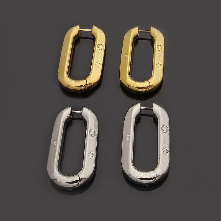 Titanium Steel Women Designer Stud U-shaped With Flower Style Fashion Jewelry Couple Earrings