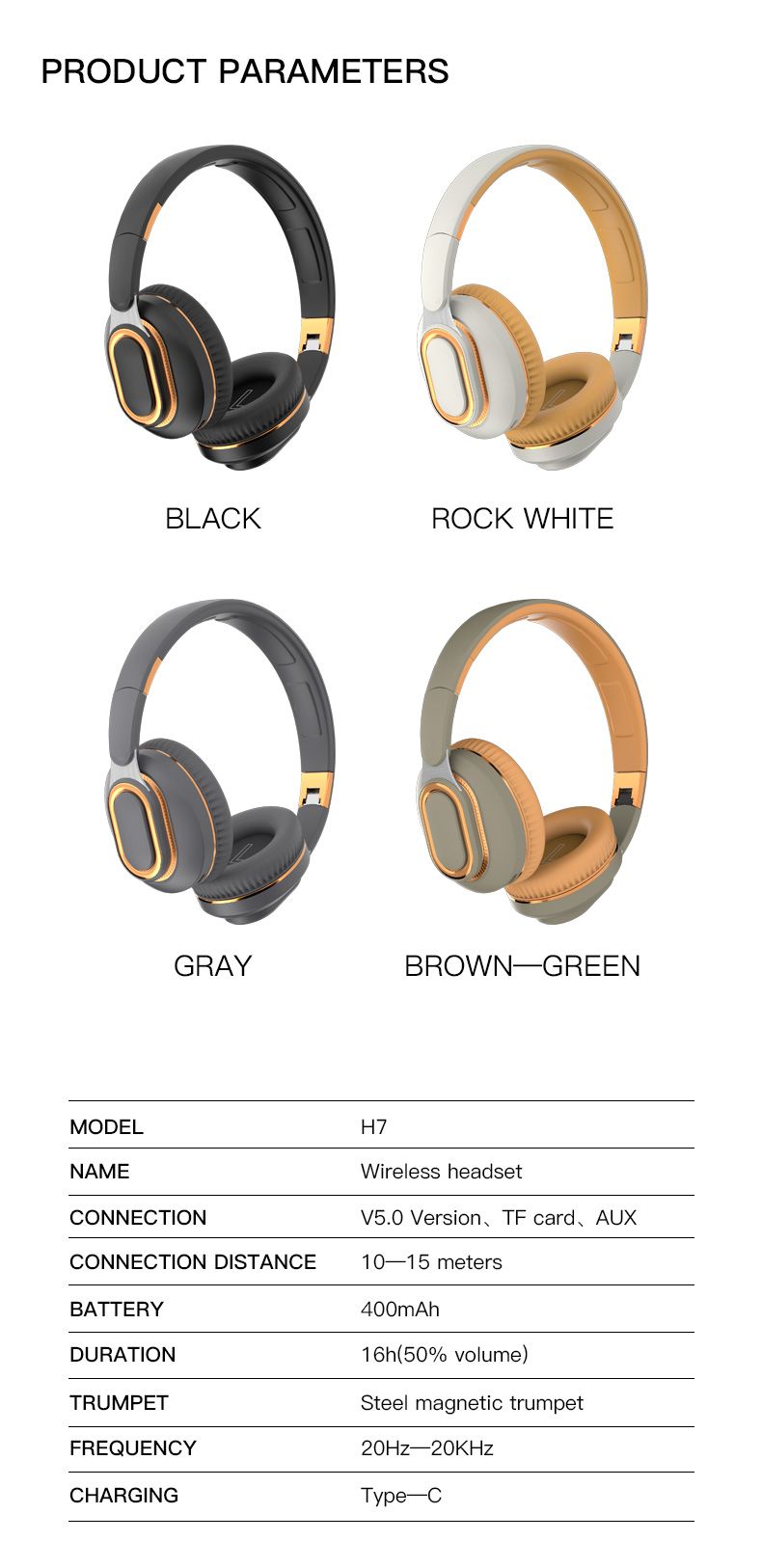H7 Wireless Headphone Bluetooth Earphones Deep Bass Headset Hifi Sound Foldable Over Ear Helmet for Music &Sport Lover, Grey
H7 Wireless Headphone Bluetooth Earphones Deep Bass Headset Hifi Sound Foldable Over Ear Helmet for Music &Sport Lover, Grey