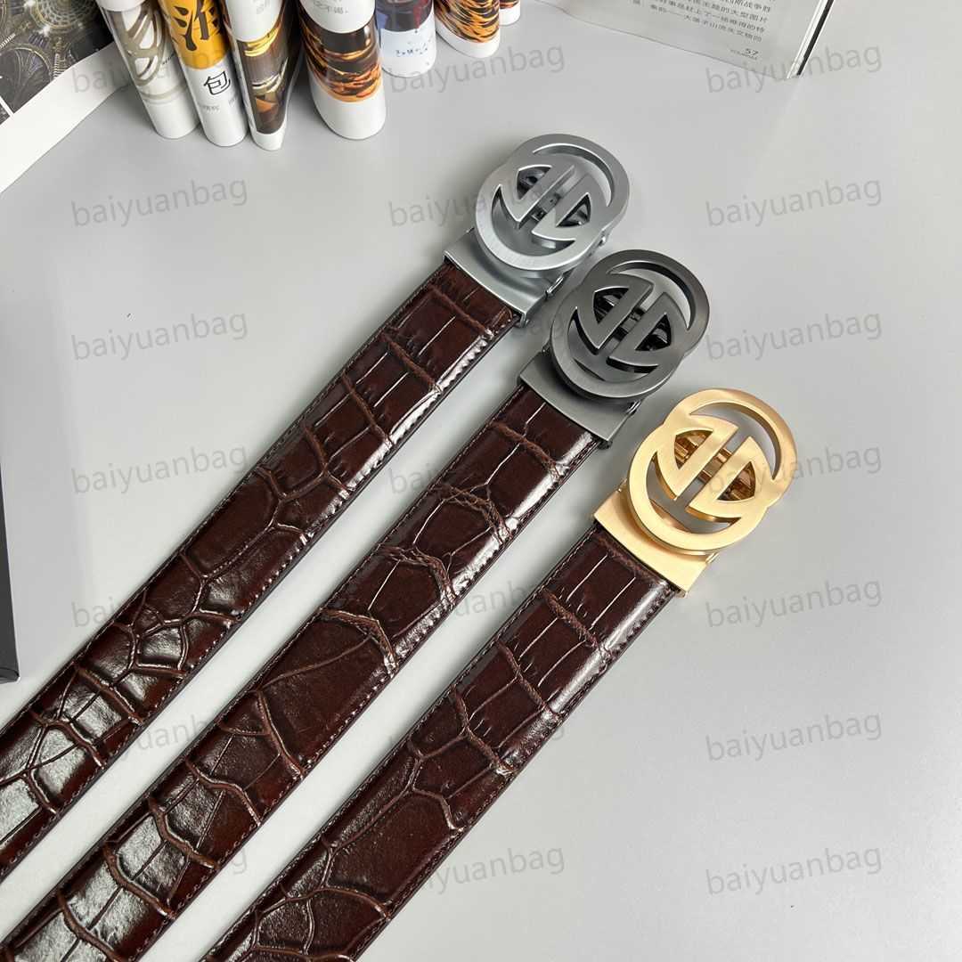 2023 Men Designer Belt Womens Mens Belts Alligator Pattern Leather Big Gold Silver Gun Color Letter G Buckle Men Classic Casual Waist Belt
