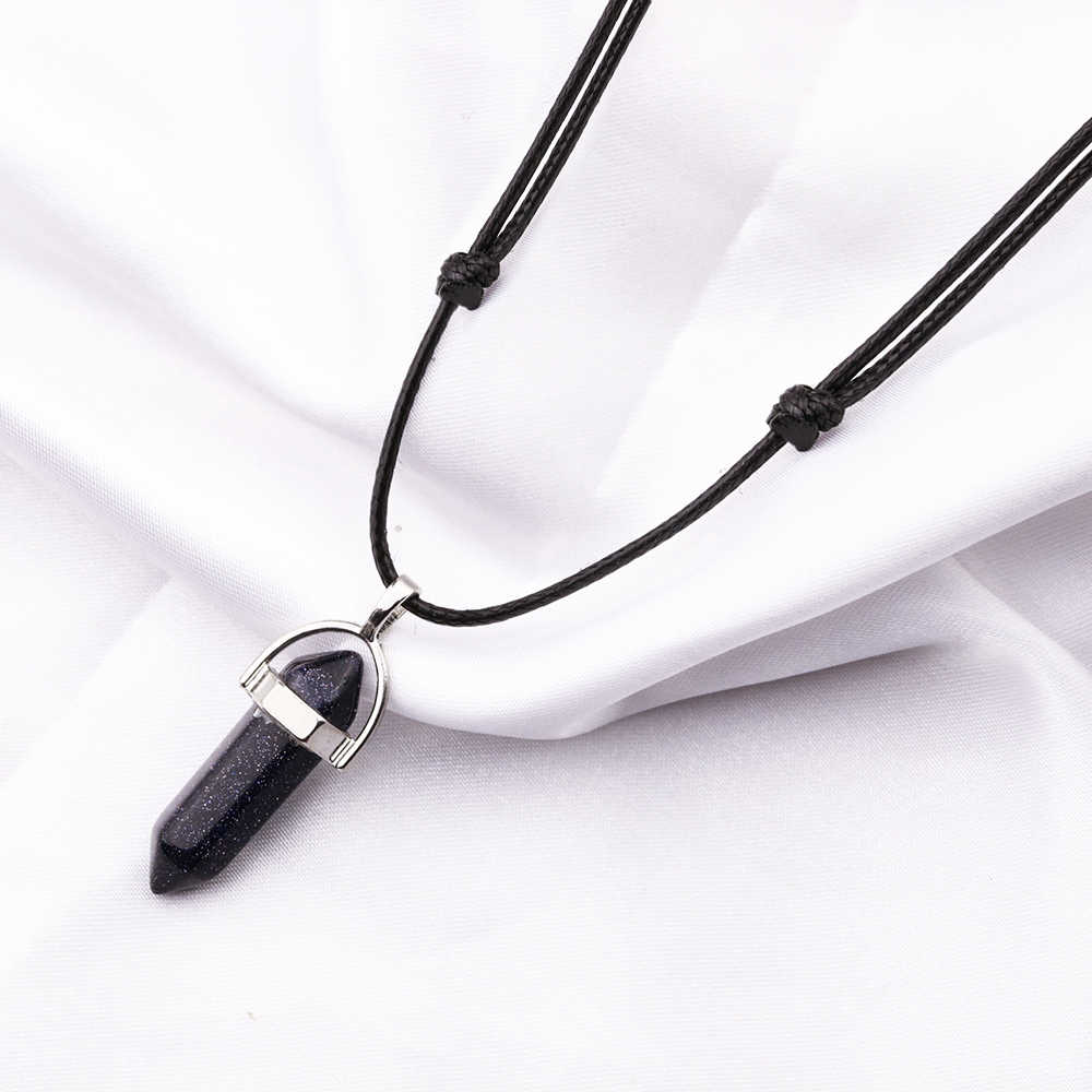 32 Styles Natural Tiger Eye Rose Quartz Amethyst Hexagonal Column Stone Adjustable Necklaces Fashion Jewelry for Men Women