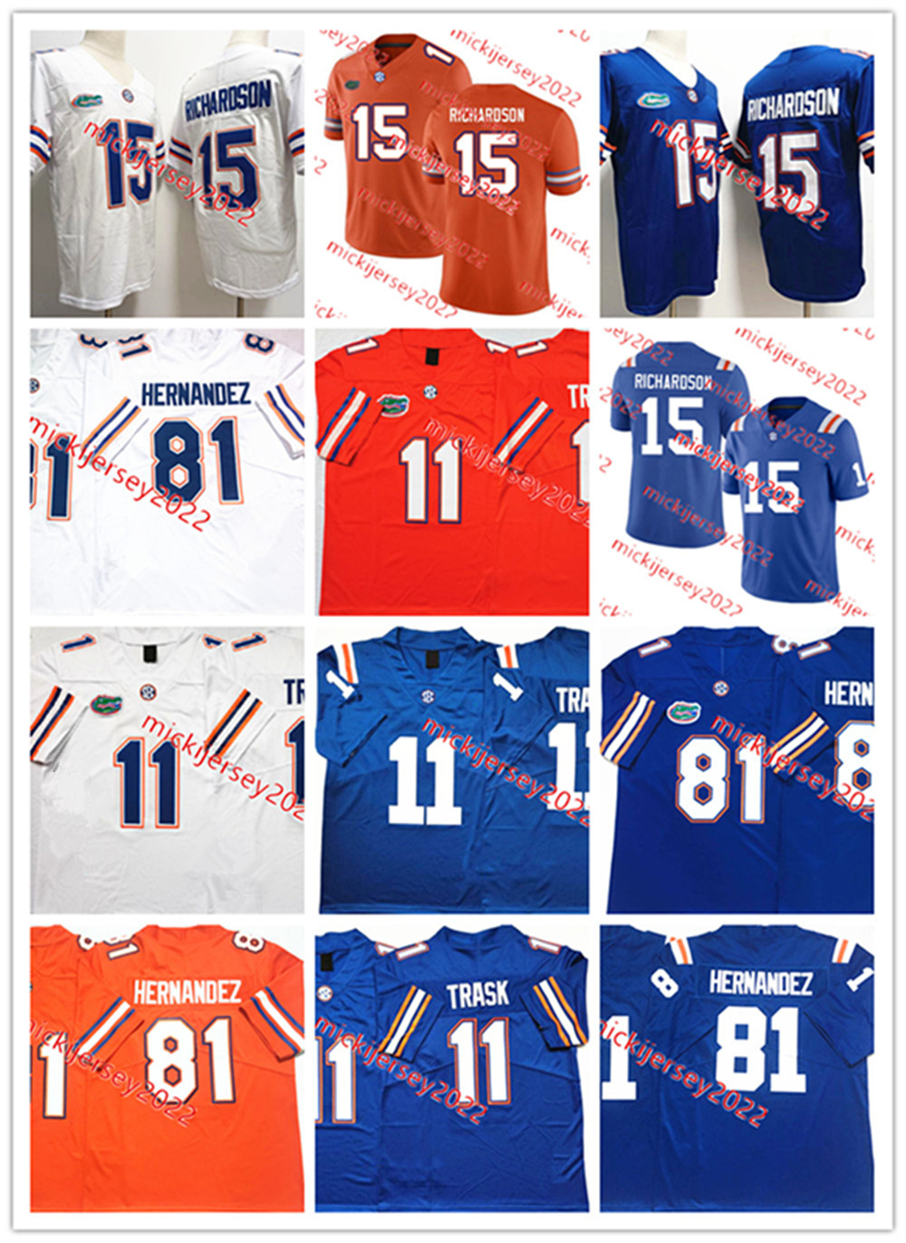 Anthony Richardson Kyle Trask Florida Football Jersey Mens Stitched #81 Aaron Hernandez Florida Gators Jerseys
