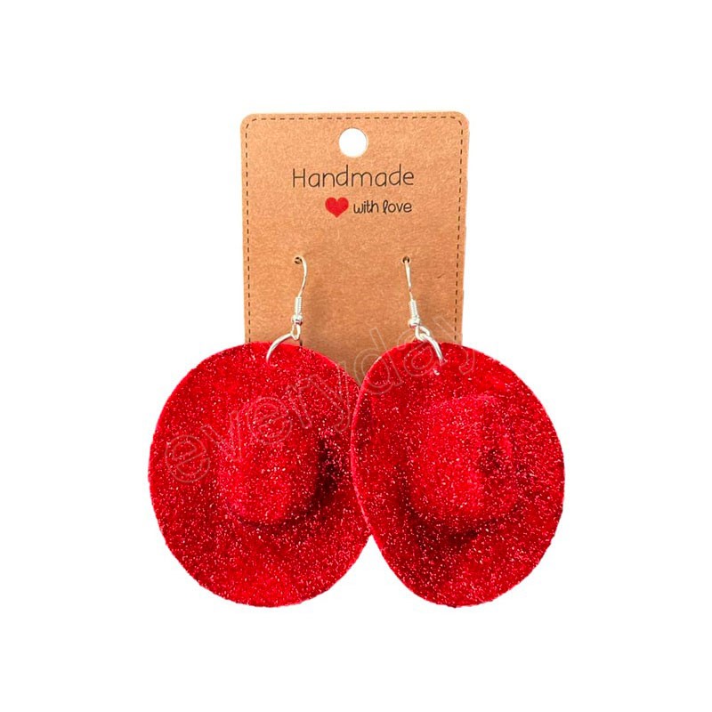 Vintage Cowboy Hat Shape Dangle Hook Earrings Big Pendant Resin Earring For Women Girls Fashion Jewelry Party Gifts