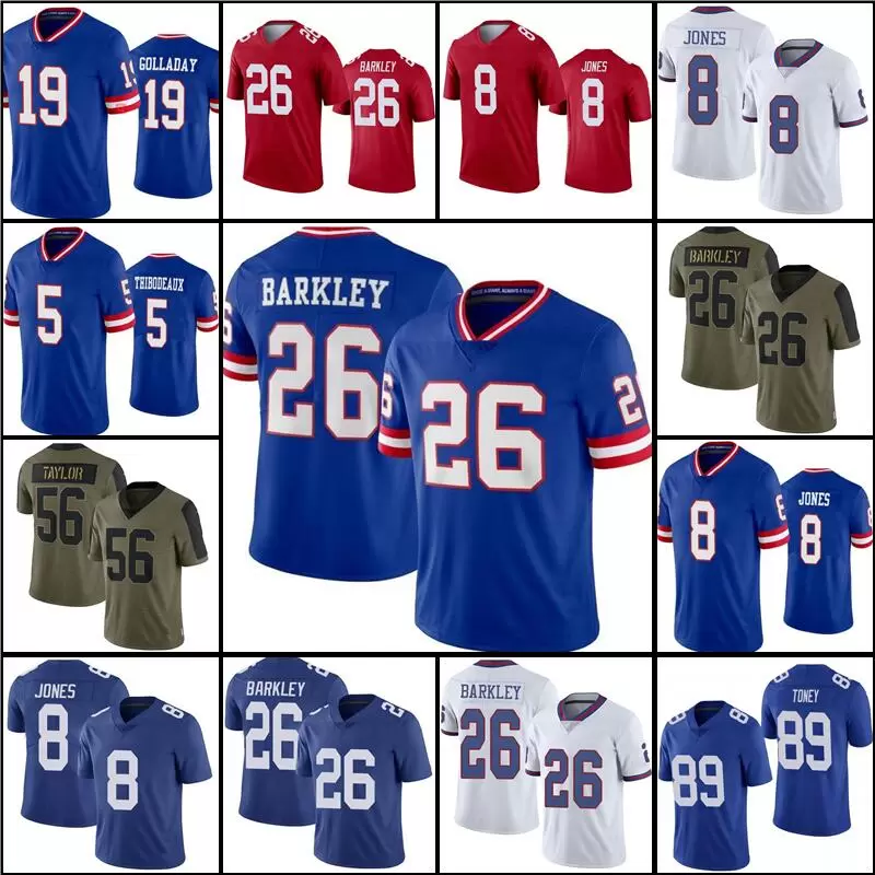 Football Jersey New York''Giants''26 Saquon Barkley 5 Kayvon Thibodeaux Daniel Jones Evan Neal Kadarius Golladay Azeez Ojulari Limited Jersey Custom