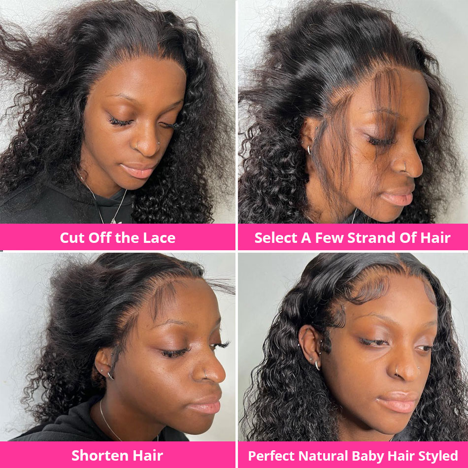 180Density Deep Wave Frontal Wig Human Hair 13x4 Curly Lace Front Wig Full Transparent HD Lace Synthetic Wigs 180 Density