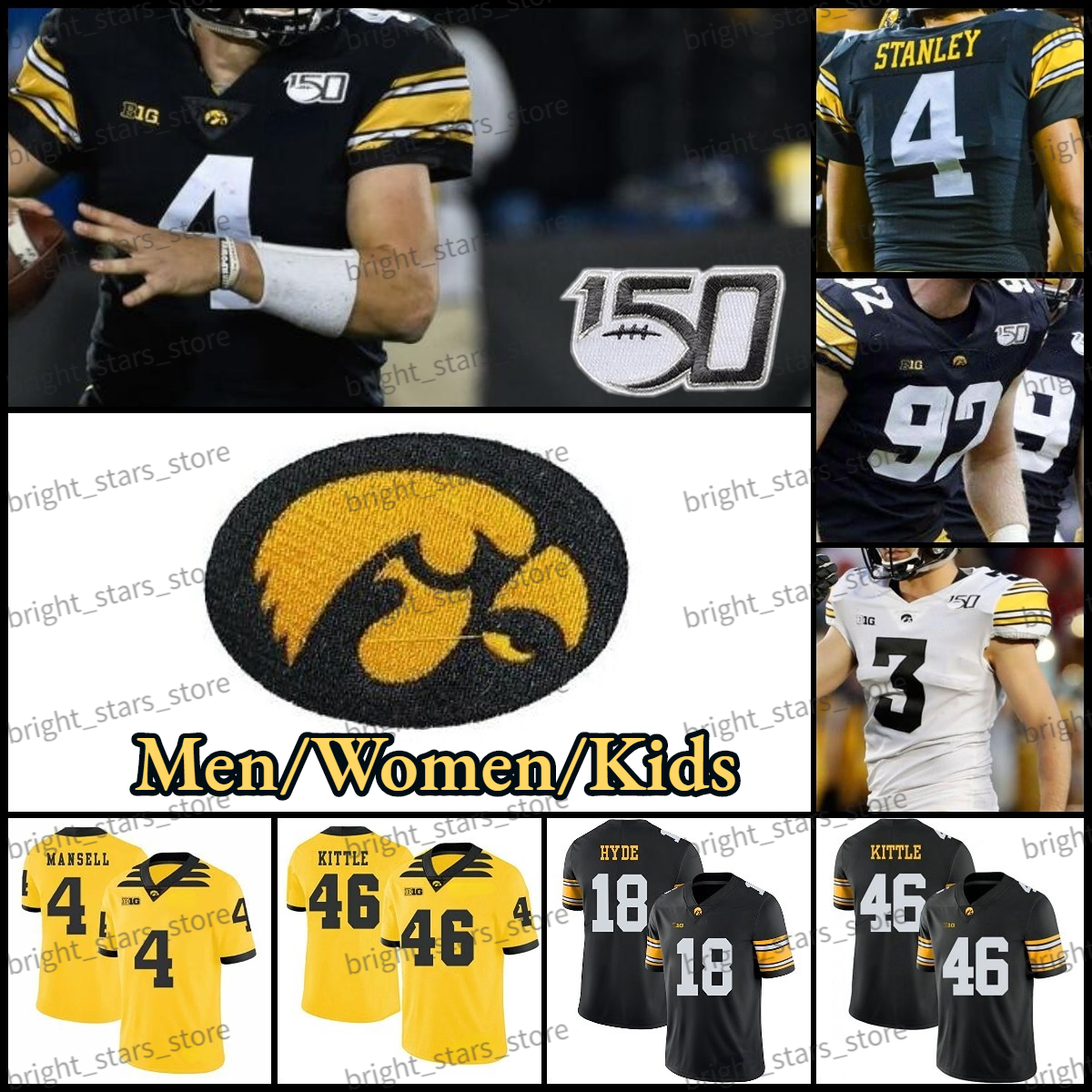 NCAA Iowa Hawkeyes Football 16 Paul Krause Jersey Kittle 33 Bob Sanders 16 Long Desmond King 6 Tim Dwight Brad Banks American College Football Wear Men Women Kids Yout, White jersey+150th patch
NCAA Iowa Hawkeyes Football 16 Paul Krause Jersey Kittle 33 Bob Sanders 16 Long Desmond King 6 Tim Dwight Brad Banks American College Football Wear Men Women Kids Yout, White jersey+150th patch