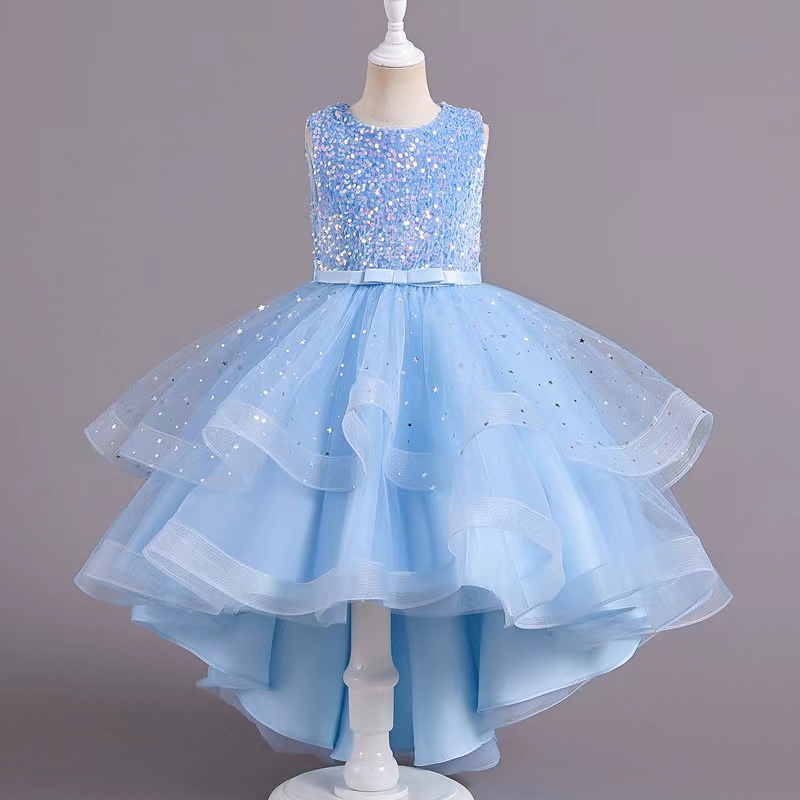 Princess Ball Gown Pearls Flower Girl Dresses For Wedding Appliqued Backless Pageant Gowns Floor Length Tulle First Communion Dress