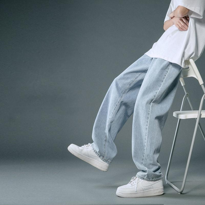 Men's Jeans Summer High Street Casual Classic Baggy Pants Men's Korean Fashion Hip Hop Denim Straight Wide Leg Trousers Pantalones