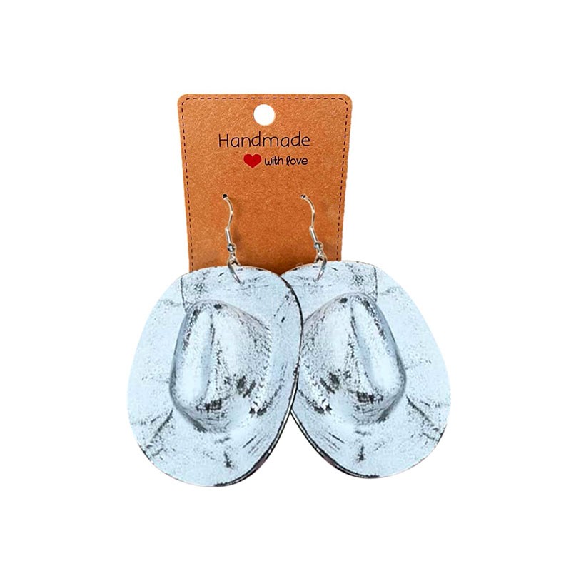 Vintage Cowboy Hat Shape Dangle Hook Earrings Big Pendant Resin Earring For Women Girls Fashion Jewelry Party Gifts