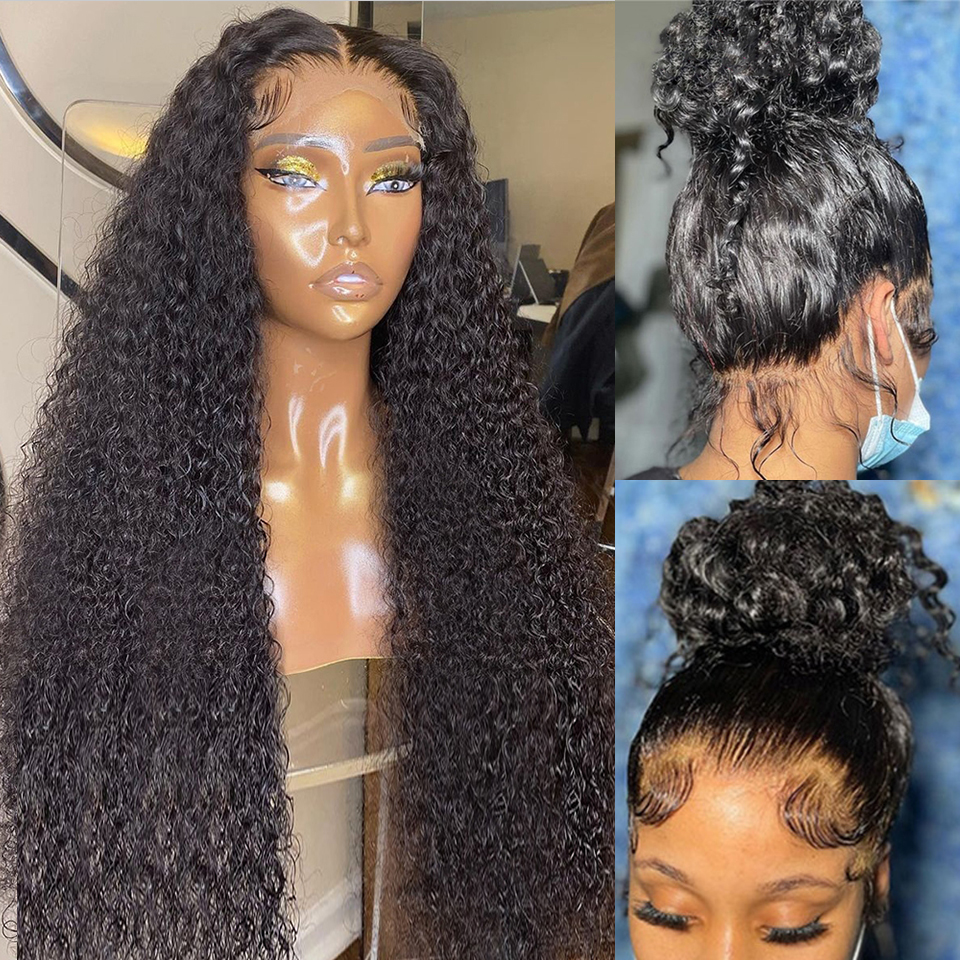 360 Deep Wave Hd Lace Frontal Wig Brazilian Curly Human Hair Wigs For Women 30 Inch 13x4 Wet And Wavy Synthetic Wig Preplucked