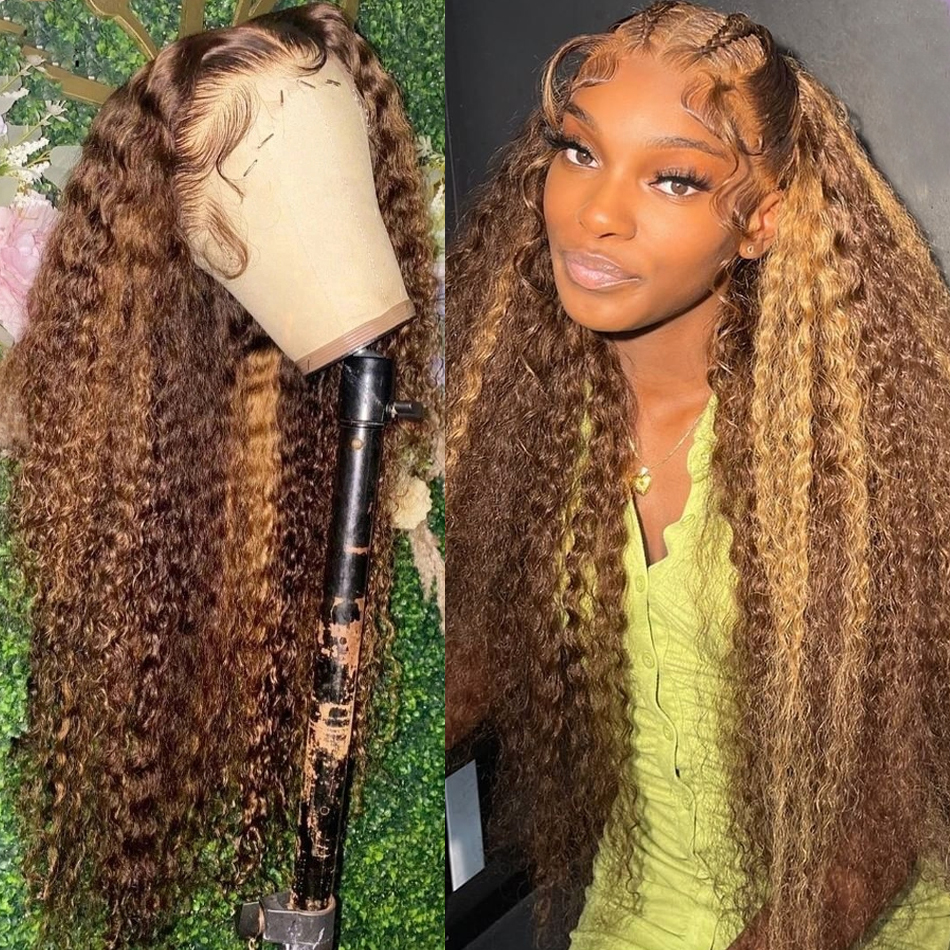 180density Curly Human Hair Wig Long Deep Wave Frontal Wig Blonde Highlight Transparent Lace Pre Plucked Synthetic Wig, Wig cap
180density Curly Human Hair Wig Long Deep Wave Frontal Wig Blonde Highlight Transparent Lace Pre Plucked Synthetic Wig, Wig cap