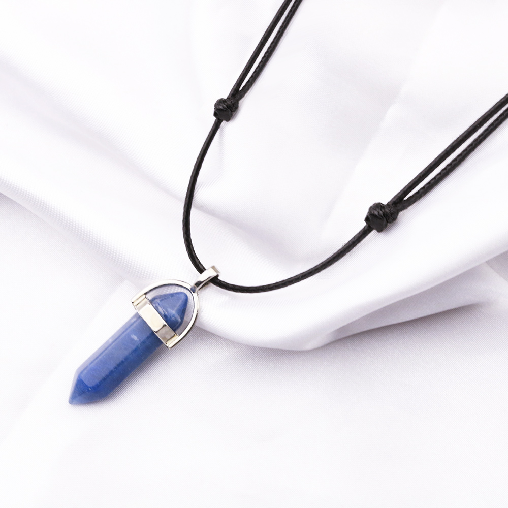 32 Styles Natural Tiger Eye Rose Quartz Amethyst Hexagonal Column Stone Adjustable Necklaces Fashion Jewelry for Men Women