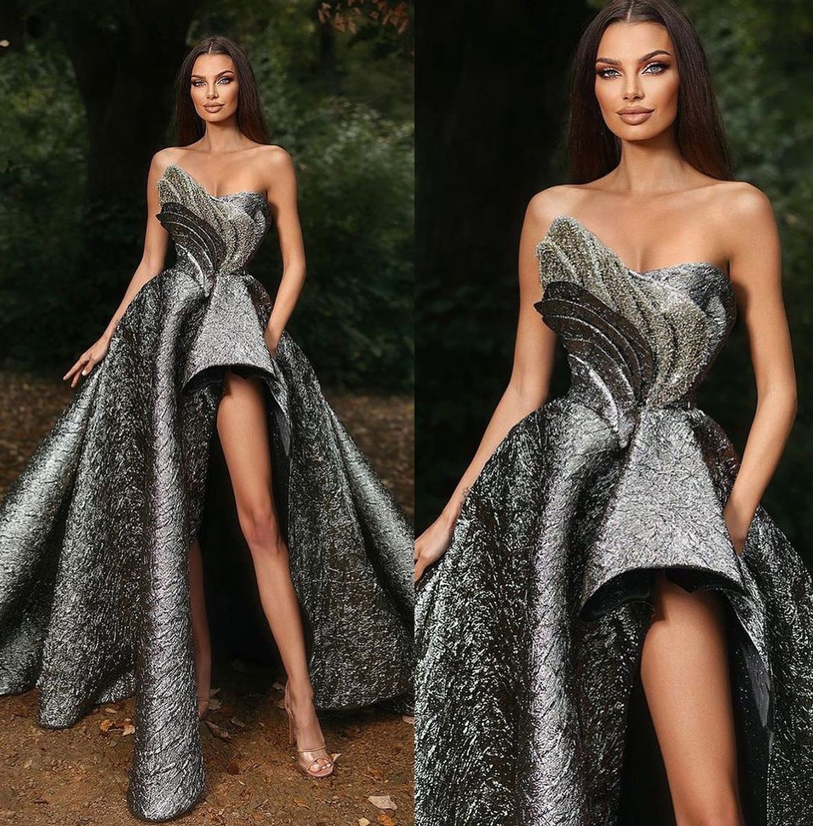Graceful Prom Dresses Side Split Sleeveless Party Dresses weeheart Sequins Custom Made Evening Dress
