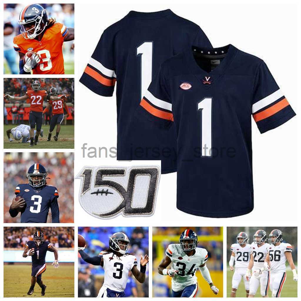 NCAA UVA Virginia Cavaliers College Football Jerseys Men Brian Delaney Jersey Joey Blount Zane Zandier Mike Hollins Bryce Perkins Custom Stitched