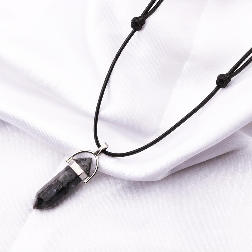 32 Styles Natural Tiger Eye Rose Quartz Amethyst Hexagonal Column Stone Adjustable Necklaces Fashion Jewelry for Men Women