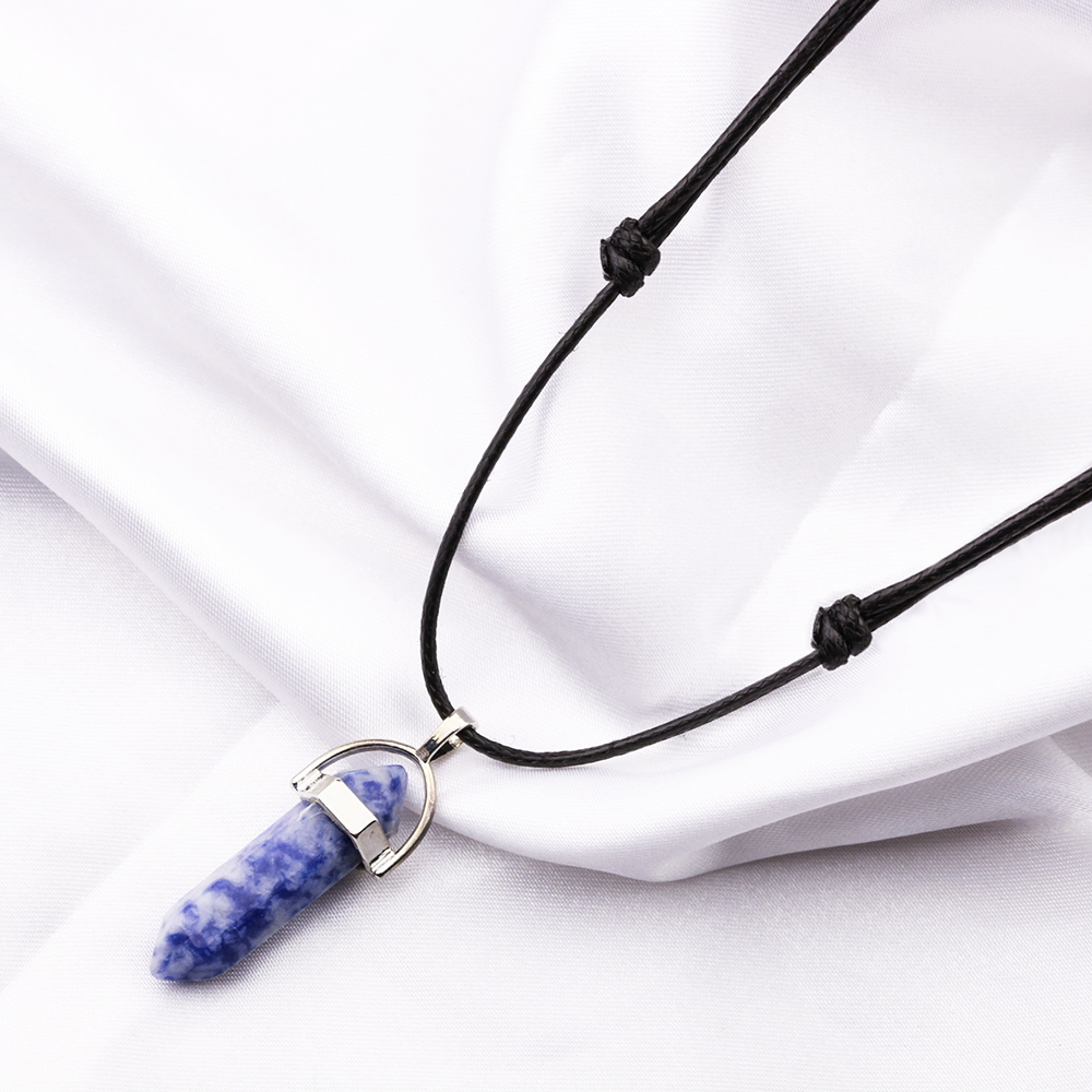 32 Styles Natural Tiger Eye Rose Quartz Amethyst Hexagonal Column Stone Adjustable Necklaces Fashion Jewelry for Men Women