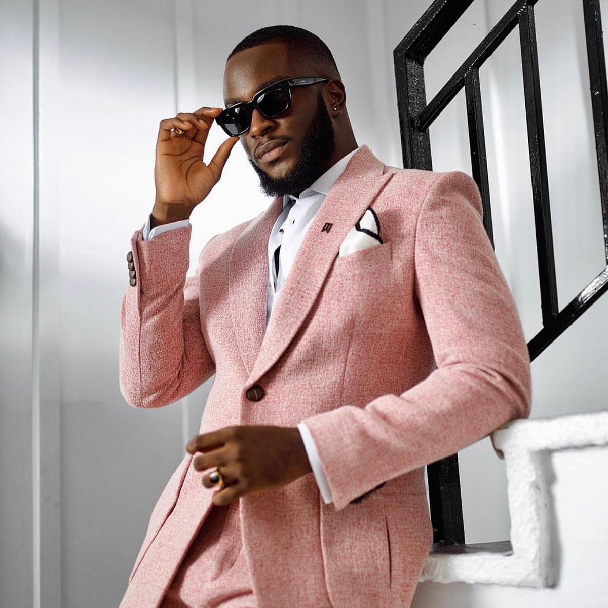 Pink Woolen Men Tuxedos 2 Pieces Designer Custom Made Winter Wedding Suits For Business Formal Wear