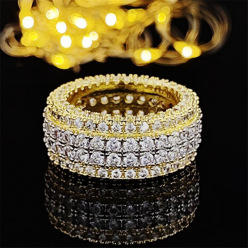 Choucong Brand Wedding Rings Sparkling Luxury Jewelry 925 Sterling Silver Gold Fill 4 Rows Stack 5A Cubic Zircon CZ Diamond Gemstones Women Engagement
