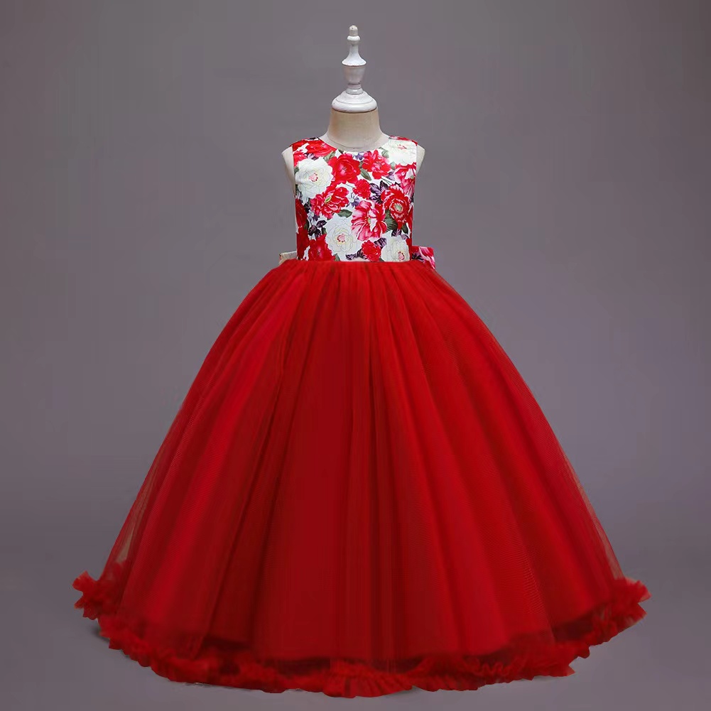 Red Flower Girl Dresses For Weddings Cap Sleeve Princess Baptism First Communion Dress For Kids Appliqued Toddler Pageant Gowns