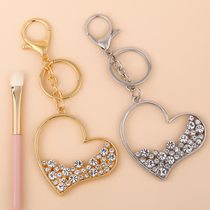 Diamond Keychain Metal Heart-Shaped Keychain Bag Decorative Pendant Keyring Gift Key Chain