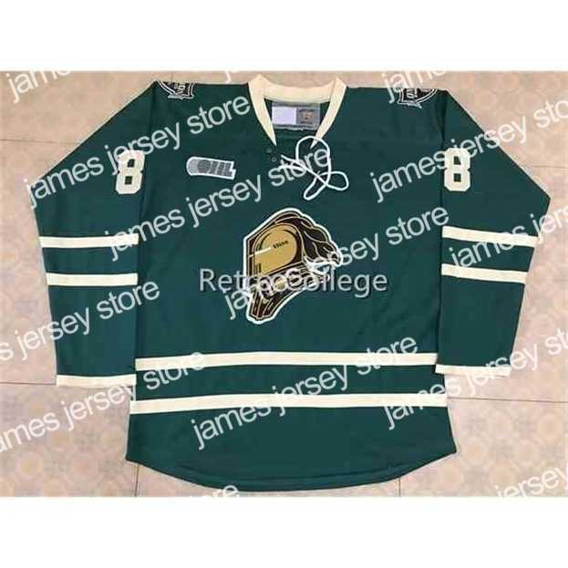 

College Hockey Wears Nik1 London Knights #88 Patrick Kane Green Hockey Jersey Embroidery Stitched Customize any number and name Jerseys