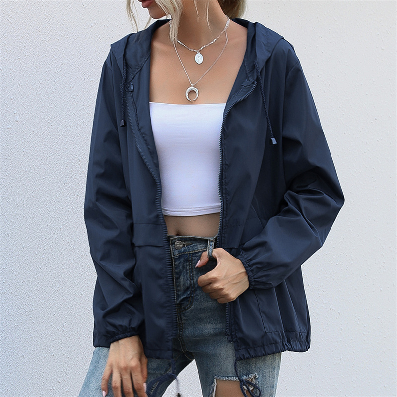 Womens Dust Coat Hooded Fitness Wear Yoga Outfits Sportswear Outer Loose Jackets Adult Running Train Exercise Long Sleeve Waterproof Tops Fast Dry