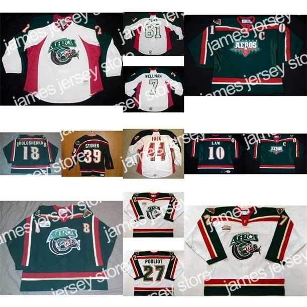 College Hockey Wears Thr New Mens Womens Kids 10 Kirby Law 24 Chris Ovington 44 Justin Falk AHL Houston Aeros 100% Embroidery Custom Hockey Jerseys Goalit Cut