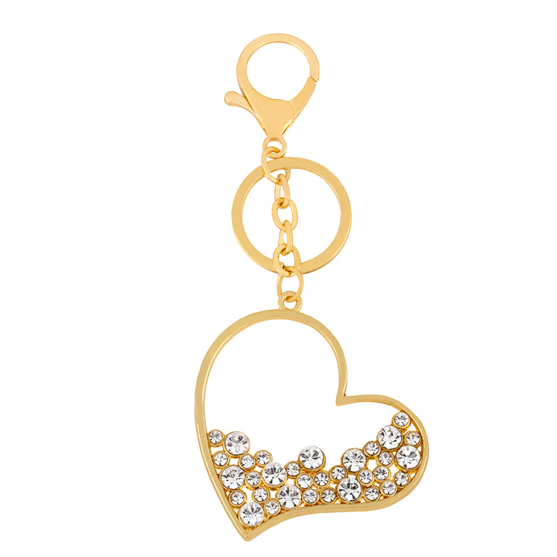Diamond Keychain Metal Heart-Shaped Keychain Bag Decorative Pendant Keyring Gift Key Chain