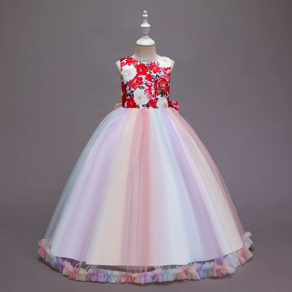 Red Flower Girl Dresses For Weddings Cap Sleeve Princess Baptism First Communion Dress For Kids Appliqued Toddler Pageant Gowns
