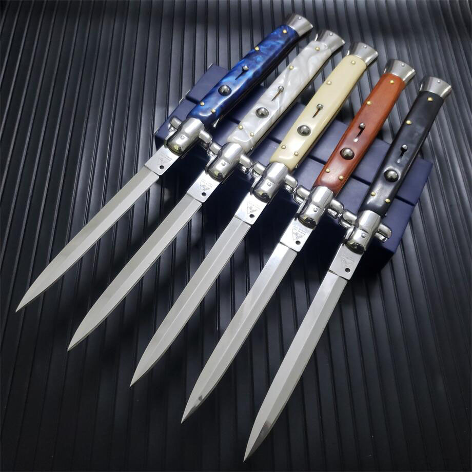 ItaLY 13 Inch AB Godfather Mafia Folding Knife Italian Stiletto Horizontal Tactical Pocket Knives 440C Blade Automatic Camping Hunting Survival Auto EDC Tools
ItaLY 13 Inch AB Godfather Mafia Folding Knife Italian Stiletto Horizontal Tactical Pocket Knives 440C Blade Automatic Camping Hunting Survival Auto EDC Tools