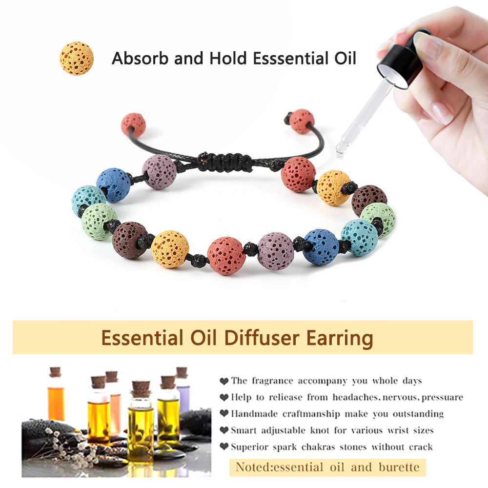 Colored Lava Stone Ethnic Bracelet Hand Weaving Adjustable Bracelets For Women Men Jewelry