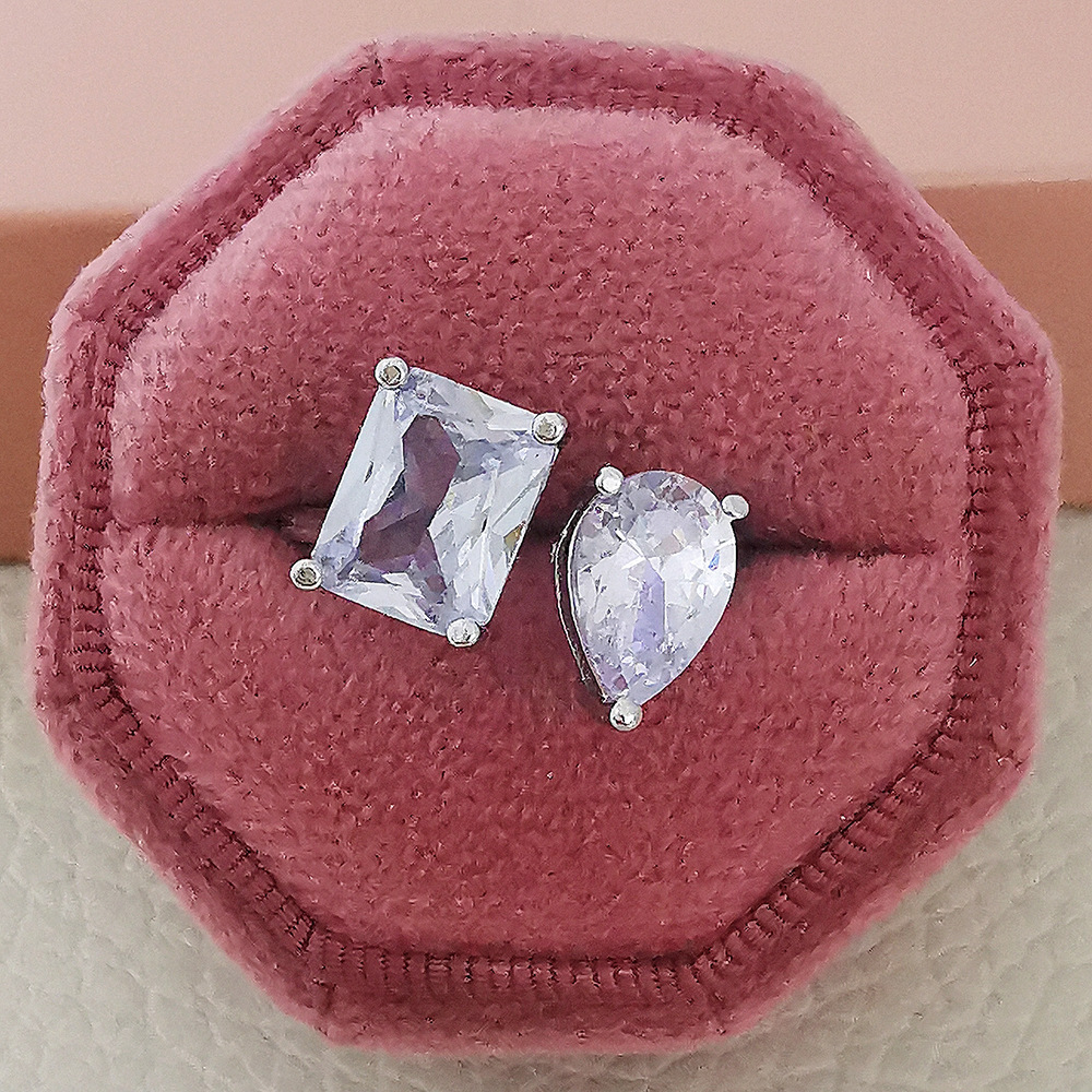 Choucong Wedding Ring Simple Fashion Jewelry 925 Sterling Silver Water Drop White Topaz CZ Diamond Gemstones Party Women Open Adjustable Ring For Love