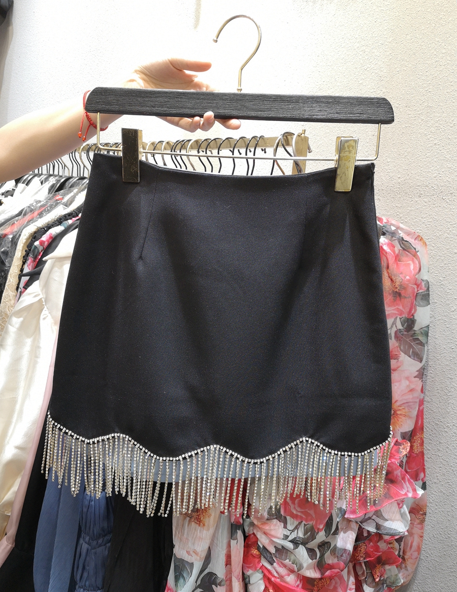 Womens turn down collar rhinestone tassel bottom short blazer suit coat SML