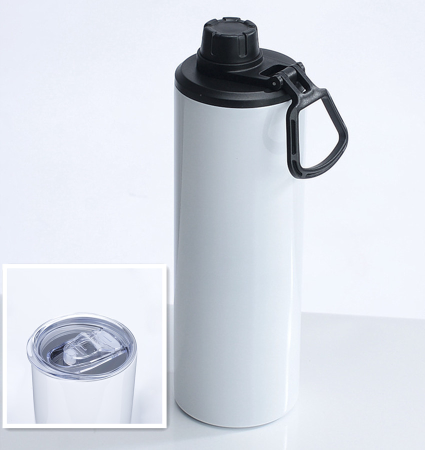 20oz Sublimation Skinny Tumblers with 2 lids Straight blank white Sub sports water bottle for children students Stainless steel vacuum insulated cup