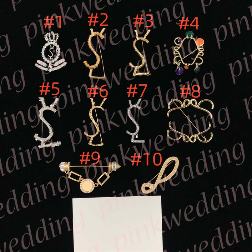 Women Party Pins Designer Letter Brooches Fashion Anniversary Diamond Brooch Mens Business Pins
