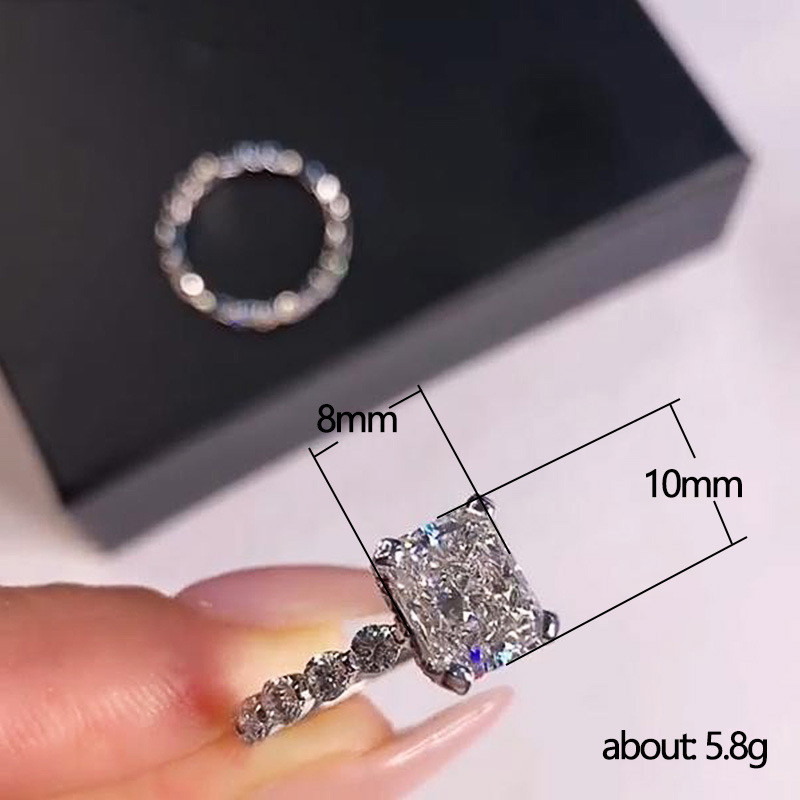 Choucong Brand Wedding Rings Luxury Jewelry 925 Sterling Silver Princess Cut White Topaz Moissanite Diamond Gemstones Party Women Engagement Bridal Ri