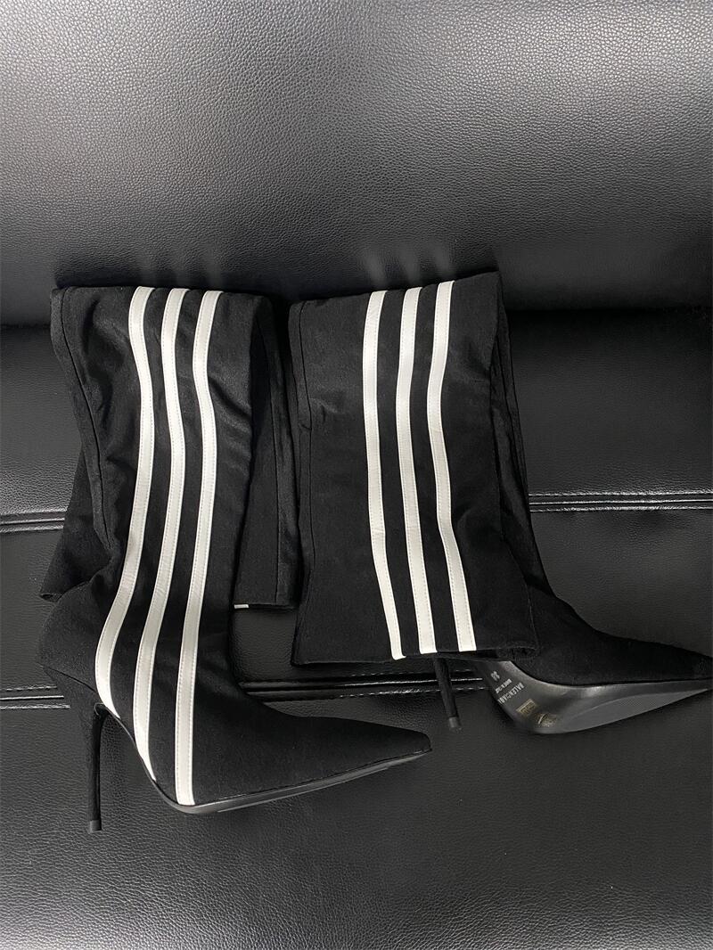 Balen-Ciaga Adidas Long Sock Shoes Casual Luxury Women 3 Line Style High Heel S…