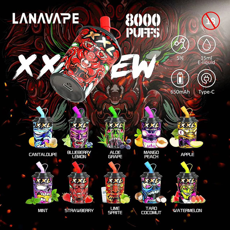 100% Original Lanavape LANA XXL 8000 Puffs Pod E Cigarette 650mah Battery 15ml Pre-filled Pods Device Mesh Coil Rechargeable Disposable Vape
100% Original Lanavape LANA XXL 8000 Puffs Pod E Cigarette 650mah Battery 15ml Pre-filled Pods Device Mesh Coil Rechargeable Disposable Vape
