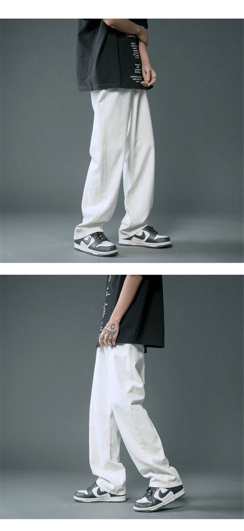 Men's Jeans Summer High Street Casual Classic Baggy Pants Men's Korean Fashion Hip Hop Denim Straight Wide Leg Trousers Pantalones