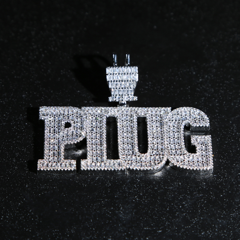Iced Out Bling 5A CZ Plug Pendant Necklace Charm Micro Pave Full Cubic Zironica Stone Hip Hop Fashion Cool Letter Jewelry Mens