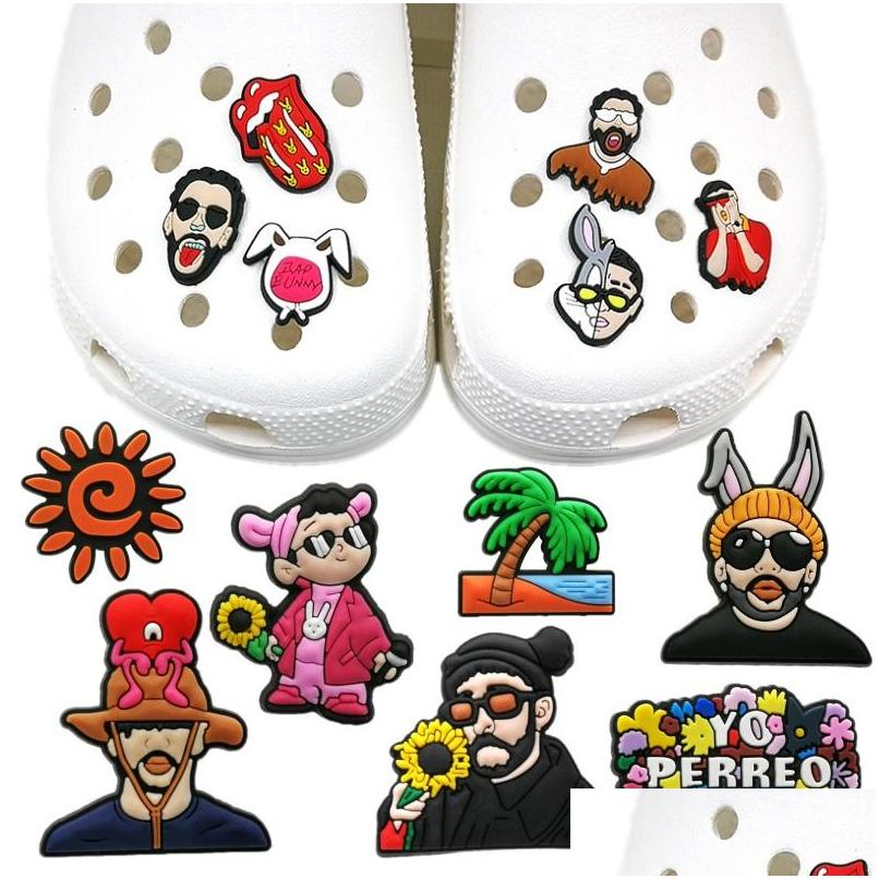 Shoe Parts Accessories Moq 100Pcs Bad Bunny Pattern Croc Charms 2D Soft Pvc Clog Fashion Buckles Decorations Fit Men Sandals Kids Dhd0R
Shoe Parts Accessories Moq 100Pcs Bad Bunny Pattern Croc Charms 2D Soft Pvc Clog Fashion Buckles Decorations Fit Men Sandals Kids Dhd0R