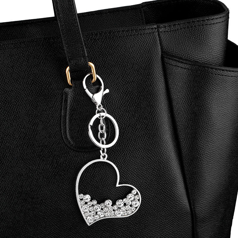 Diamond Keychain Metal Heart-Shaped Keychain Bag Decorative Pendant Keyring Gift Key Chain