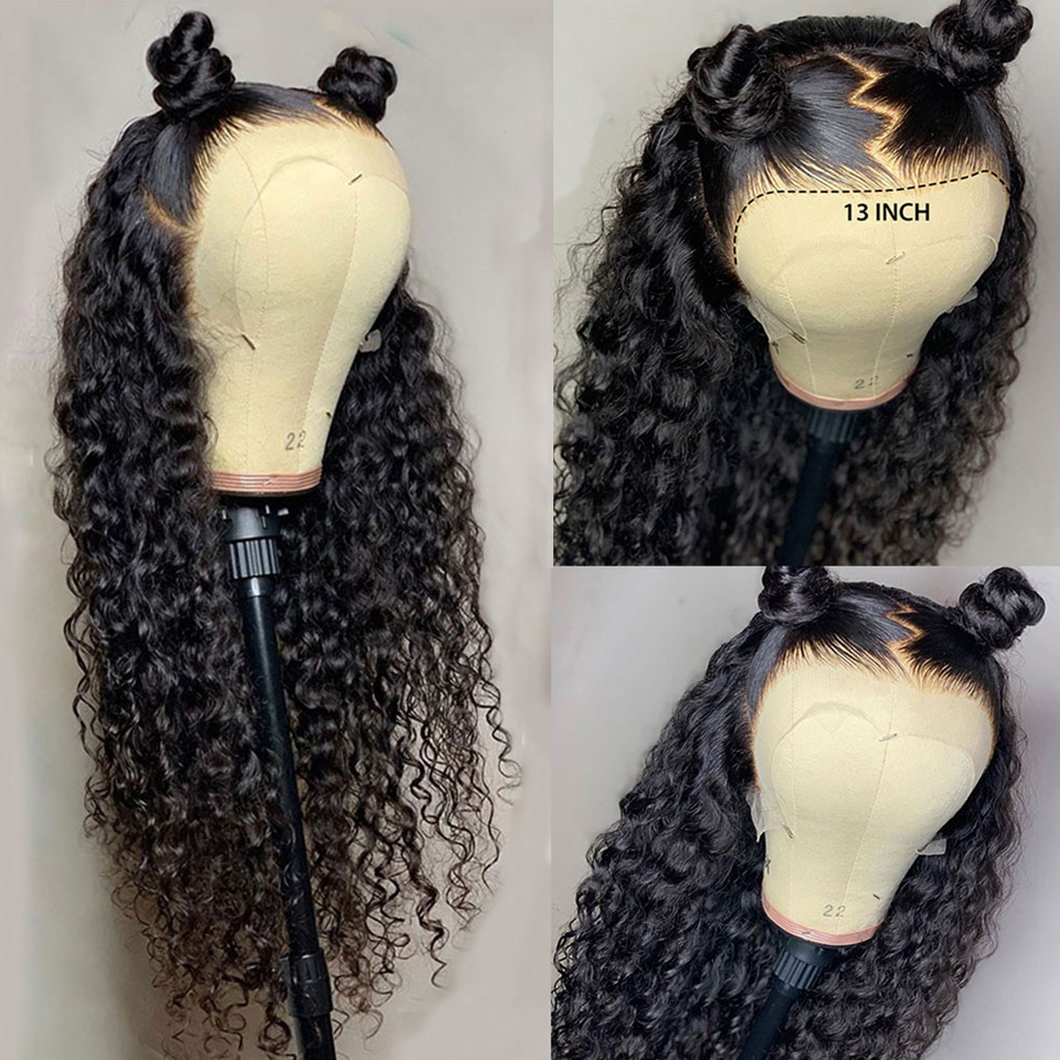 New Long Loose Deep Wave Human Hair Wigs For Black Women Ombre Brown /Blonde/Blue Colored Kinky Curly Synthetic Lace Front Wig Cosplay Party 250820