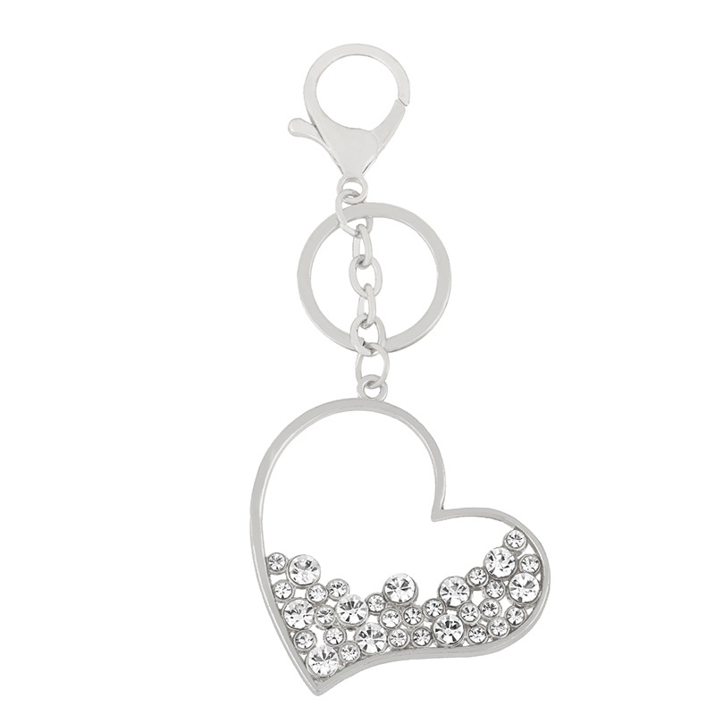 Diamond Keychain Metal Heart-Shaped Keychain Bag Decorative Pendant Keyring Gift Key Chain