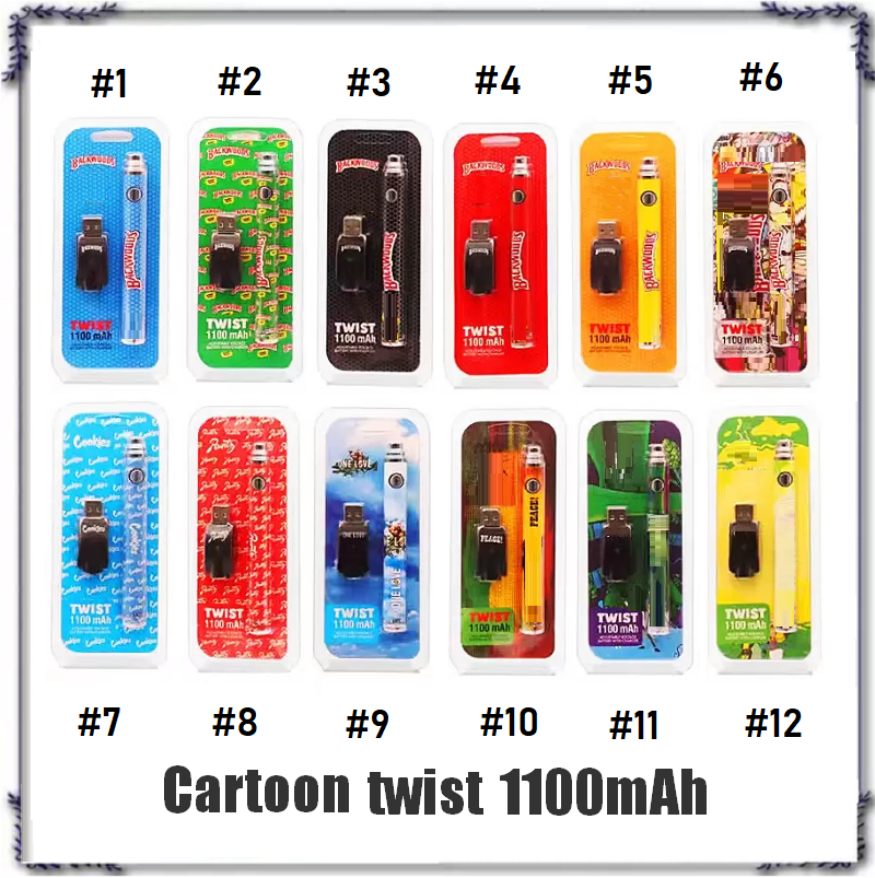 Cartoon Preheating VV Battery Backwoods Runtz 1100mAh Bottom Dial Variable Voltage Bud Touch Batteries Vape Pen 510 thread Blister Package Kit with USB Charger
Cartoon Preheating VV Battery Backwoods Runtz 1100mAh Bottom Dial Variable Voltage Bud Touch Batteries Vape Pen 510 thread Blister Package Kit with USB Charger