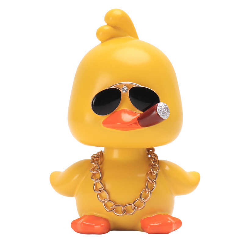 Interior Decorations Cute Anime Shaking Duck Car Interior Decorative Duck with Sunglasses Necklace Auto Dashboard Decoration For Car Accessories T2212