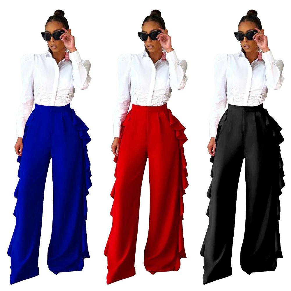 Women Palazzo Pants Work Wear Classic High Waisted Wide Leg Long Casual Straight Leg Trousers for Summer