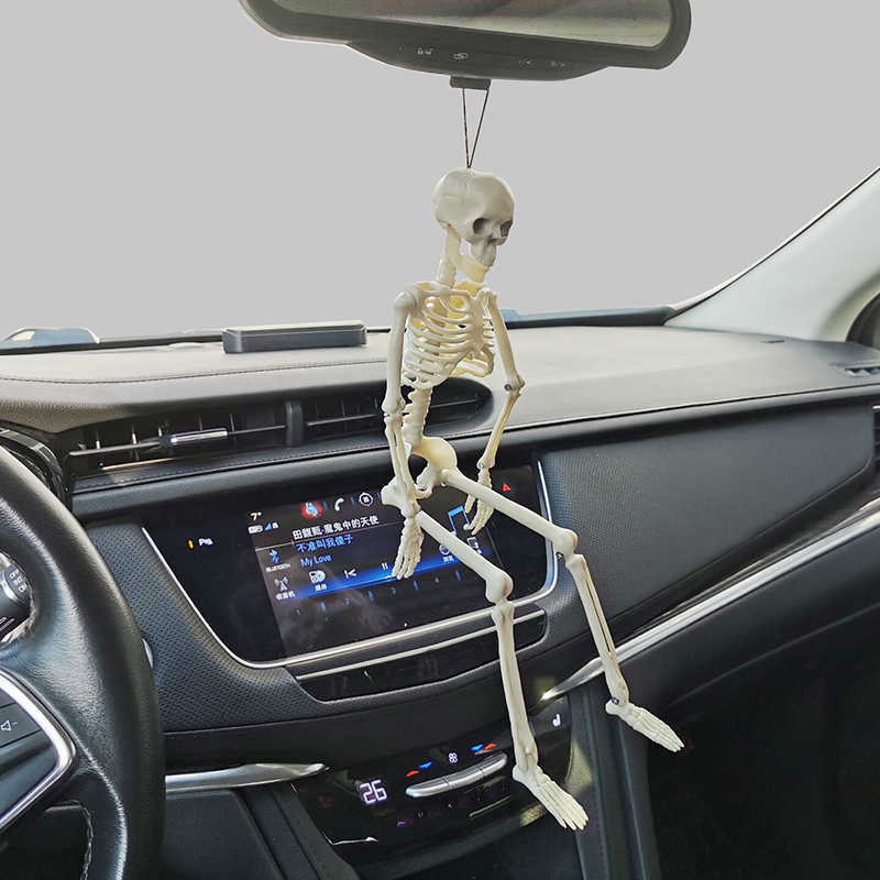 Interior Decorations Rearview Mirror Pendant Human 40cm Skeleton Model Car Decoration Halloween Props Bones Car Interior Accessories T221215